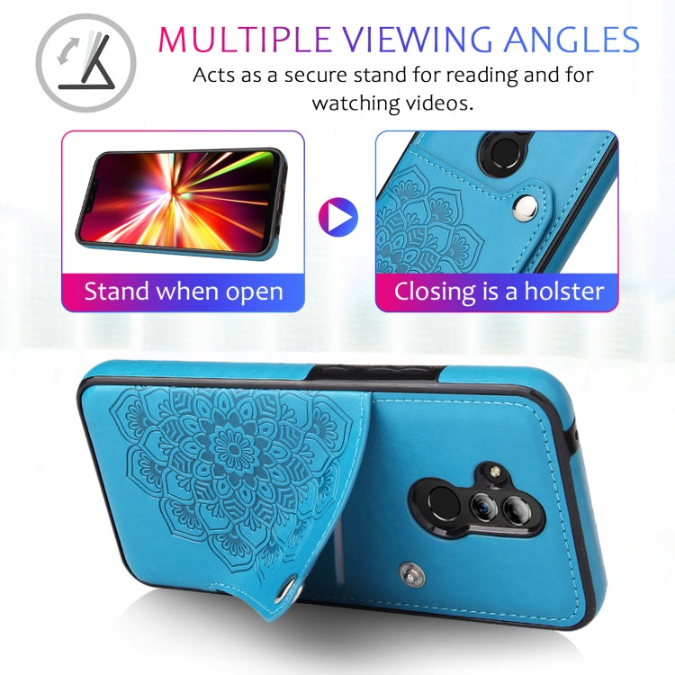 For Huawei Mate 20 Lite Embossed Pattern PU + TPU Protective Case with Holder & Wallet & Card Slots