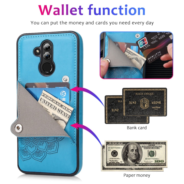 For Huawei Mate 20 Lite Embossed Pattern PU + TPU Protective Case with Holder & Wallet & Card Slots