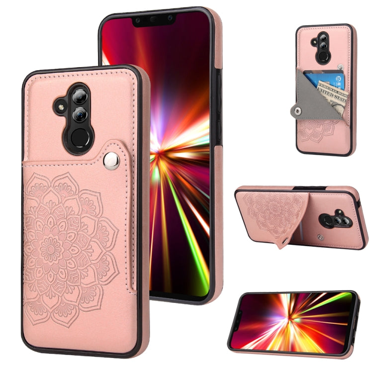 For Huawei Mate 20 Lite Embossed Pattern PU + TPU Protective Case with Holder & Wallet & Card Slots