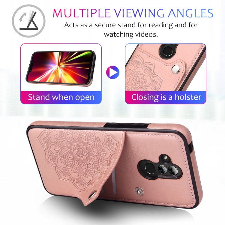 For Huawei Mate 20 Lite Embossed Pattern PU + TPU Protective Case with Holder & Wallet & Card Slots
