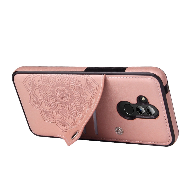 For Huawei Mate 20 Lite Embossed Pattern PU + TPU Protective Case with Holder & Wallet & Card Slots