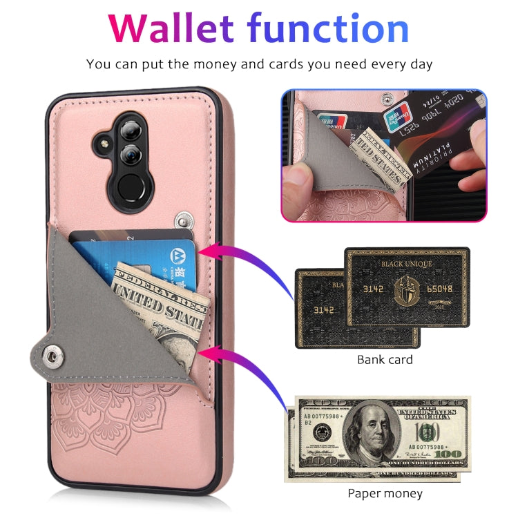 For Huawei Mate 20 Lite Embossed Pattern PU + TPU Protective Case with Holder & Wallet & Card Slots