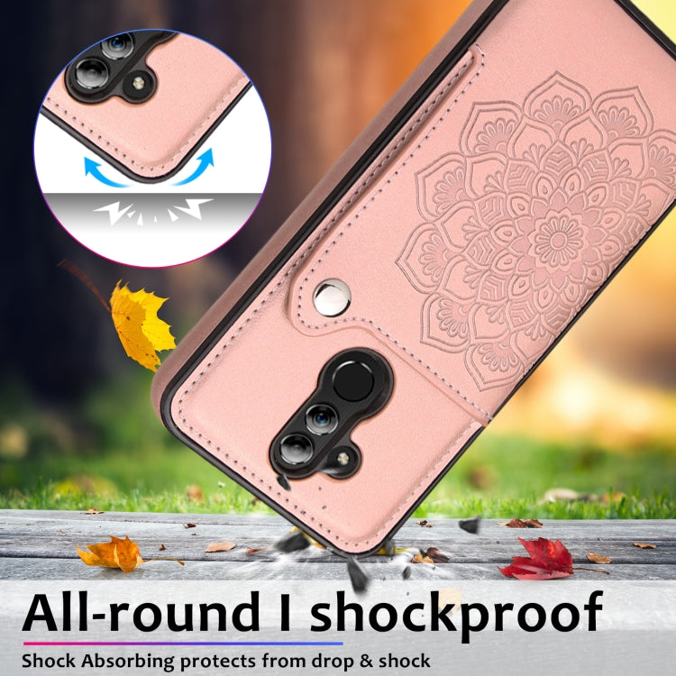 For Huawei Mate 20 Lite Embossed Pattern PU + TPU Protective Case with Holder & Wallet & Card Slots