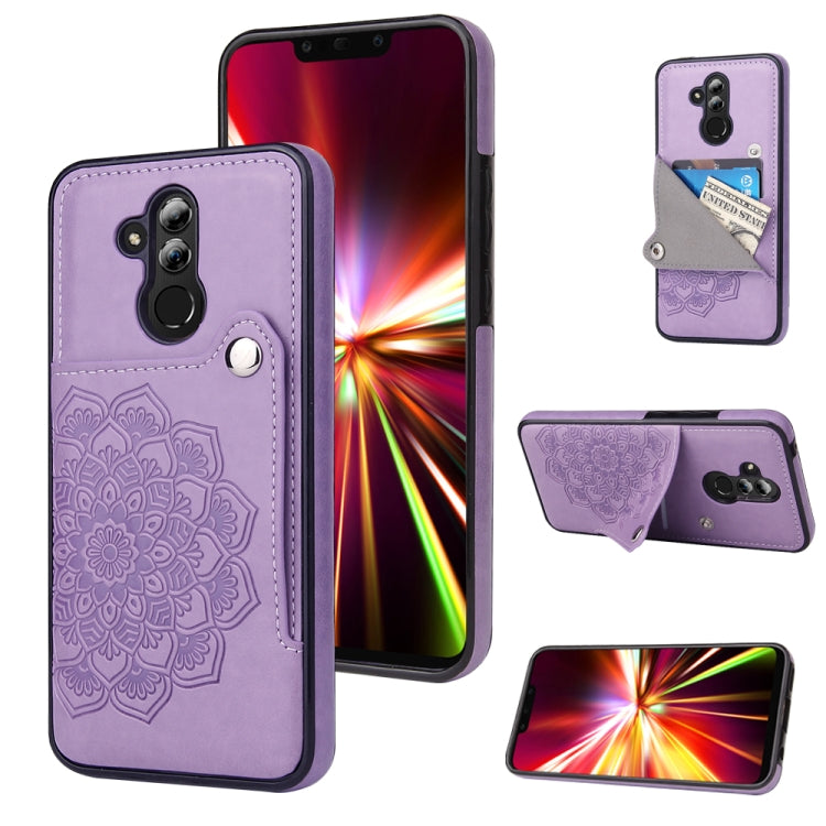 For Huawei Mate 20 Lite Embossed Pattern PU + TPU Protective Case with Holder & Wallet & Card Slots