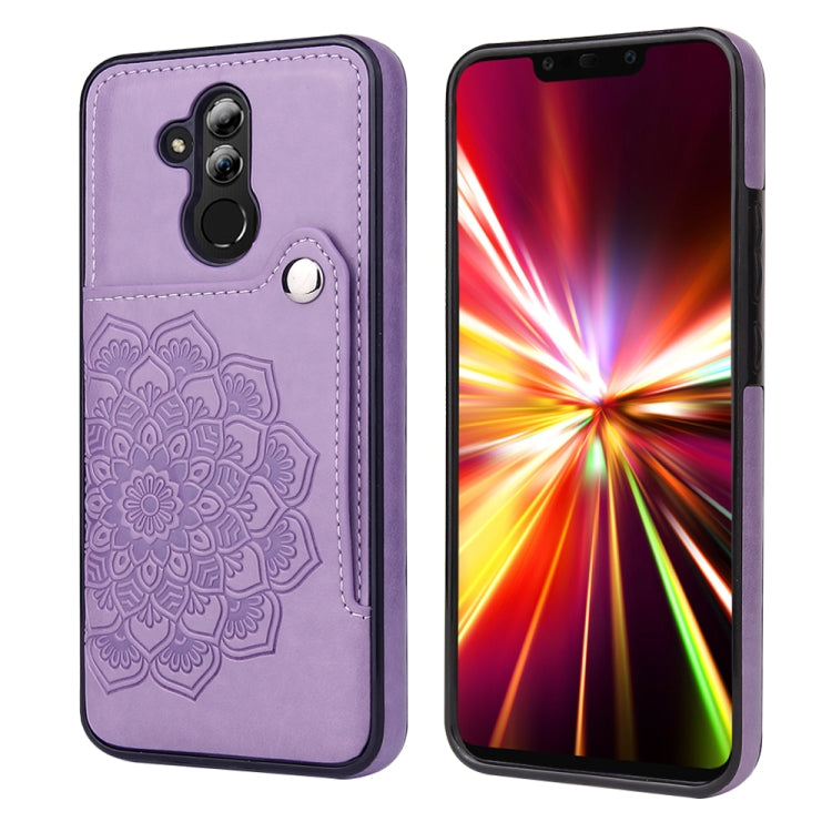 For Huawei Mate 20 Lite Embossed Pattern PU + TPU Protective Case with Holder & Wallet & Card Slots
