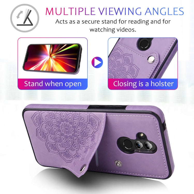 For Huawei Mate 20 Lite Embossed Pattern PU + TPU Protective Case with Holder & Wallet & Card Slots