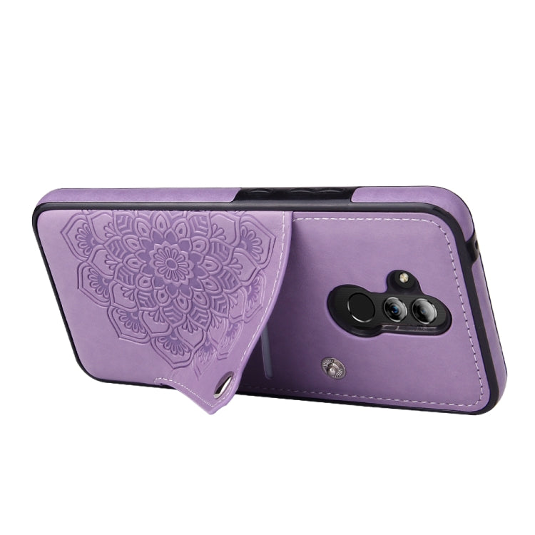 For Huawei Mate 20 Lite Embossed Pattern PU + TPU Protective Case with Holder & Wallet & Card Slots