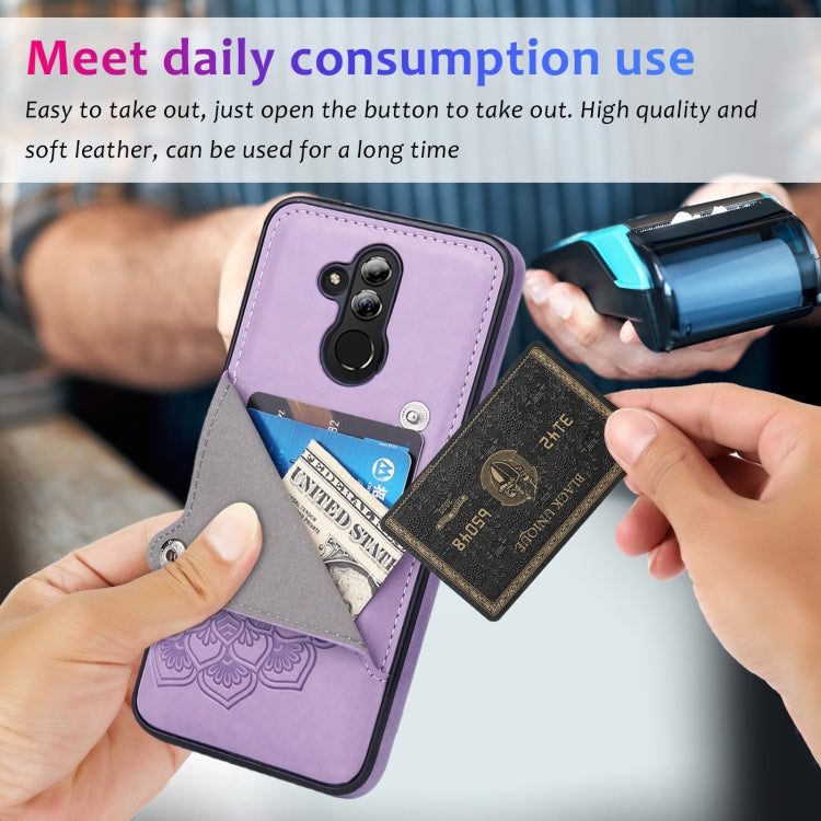 For Huawei Mate 20 Lite Embossed Pattern PU + TPU Protective Case with Holder & Wallet & Card Slots