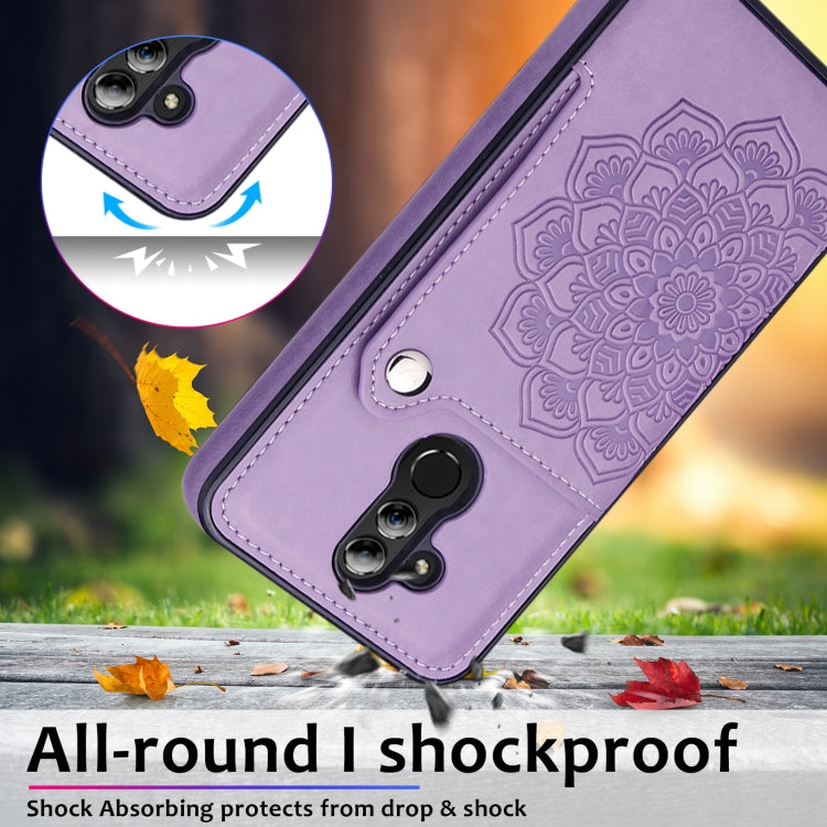 For Huawei Mate 20 Lite Embossed Pattern PU + TPU Protective Case with Holder & Wallet & Card Slots