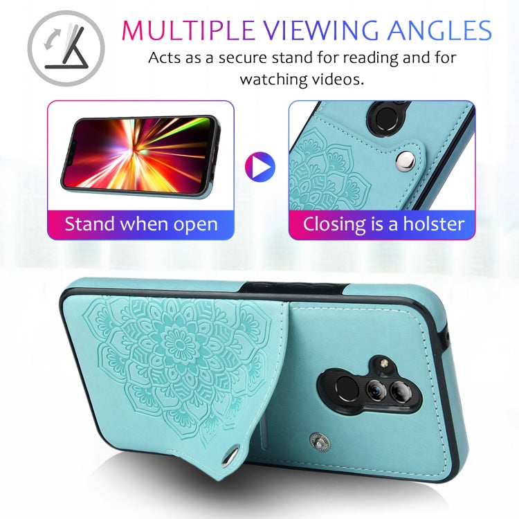 For Huawei Mate 20 Lite Embossed Pattern PU + TPU Protective Case with Holder & Wallet & Card Slots