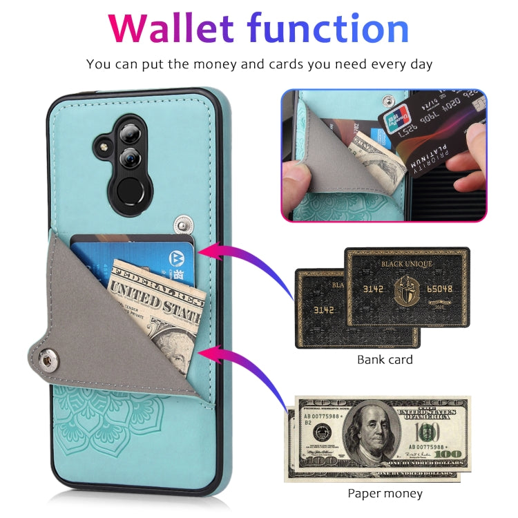 For Huawei Mate 20 Lite Embossed Pattern PU + TPU Protective Case with Holder & Wallet & Card Slots