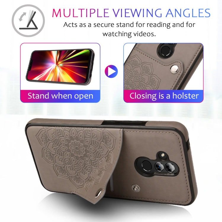 For Huawei Mate 20 Lite Embossed Pattern PU + TPU Protective Case with Holder & Wallet & Card Slots