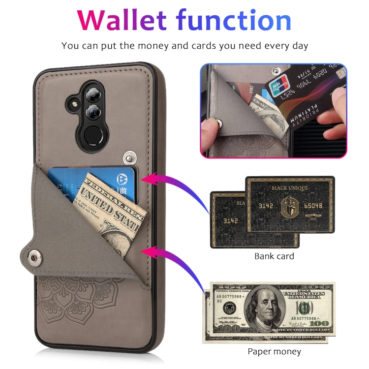 For Huawei Mate 20 Lite Embossed Pattern PU + TPU Protective Case with Holder & Wallet & Card Slots