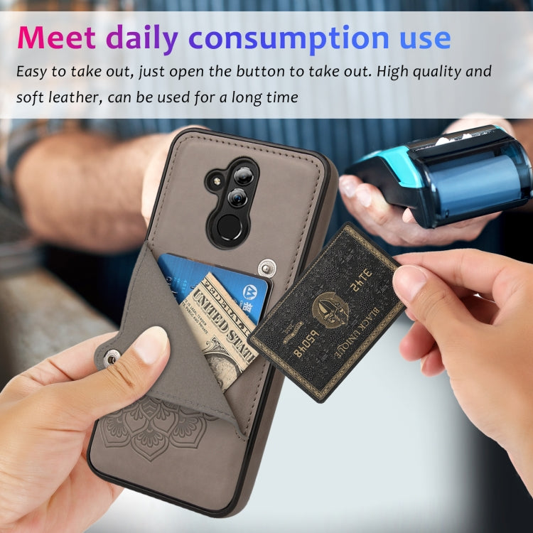 For Huawei Mate 20 Lite Embossed Pattern PU + TPU Protective Case with Holder & Wallet & Card Slots
