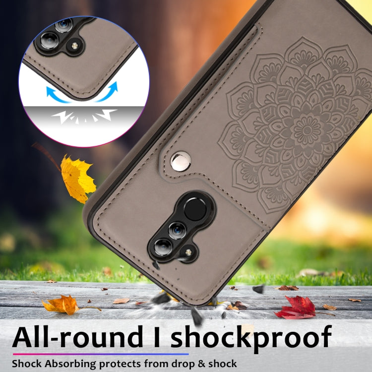 For Huawei Mate 20 Lite Embossed Pattern PU + TPU Protective Case with Holder & Wallet & Card Slots