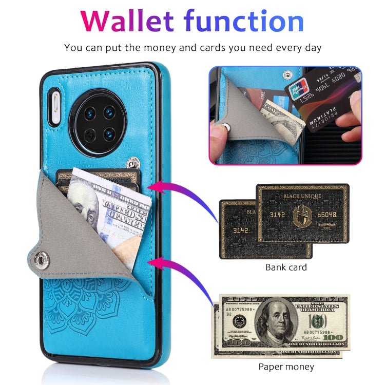 For Huawei Mate 30 Embossed Pattern PU + TPU Protective Case with Holder & Wallet & Card Slots
