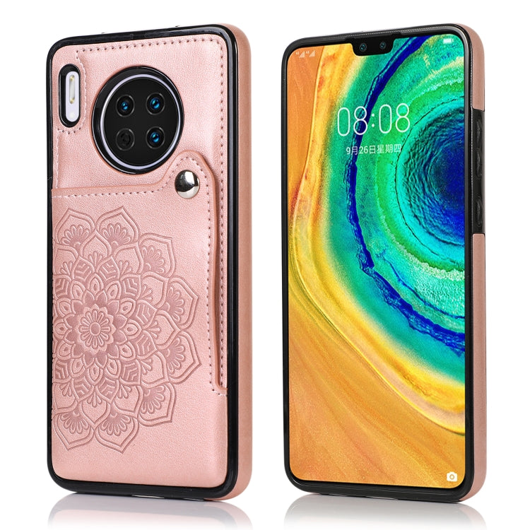 For Huawei Mate 30 Embossed Pattern PU + TPU Protective Case with Holder & Wallet & Card Slots