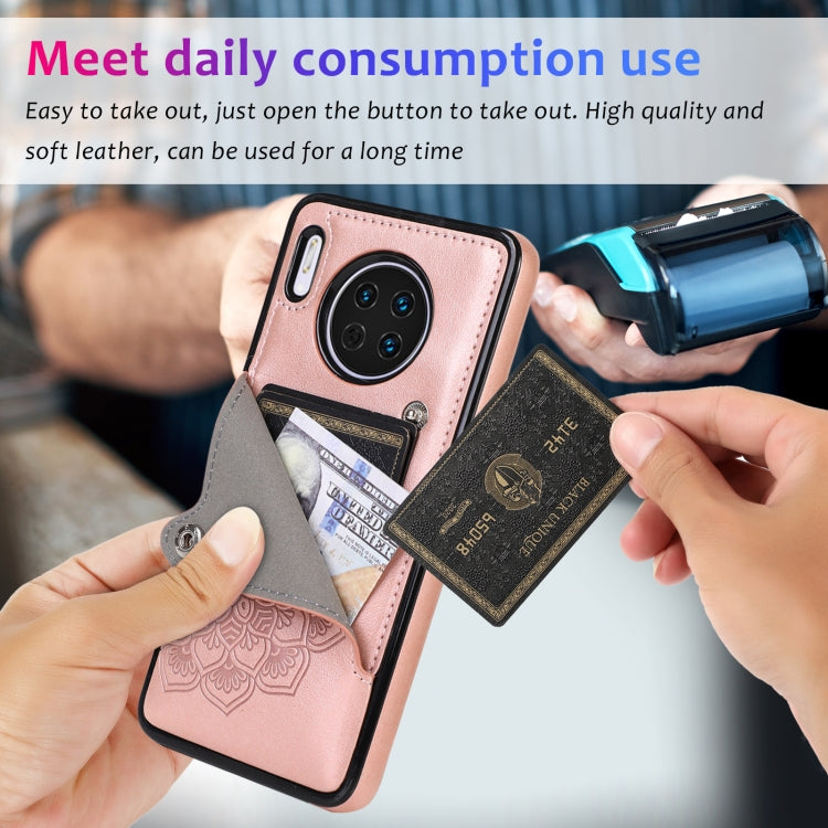 For Huawei Mate 30 Embossed Pattern PU + TPU Protective Case with Holder & Wallet & Card Slots