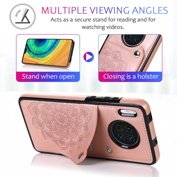 For Huawei Mate 30 Embossed Pattern PU + TPU Protective Case with Holder & Wallet & Card Slots