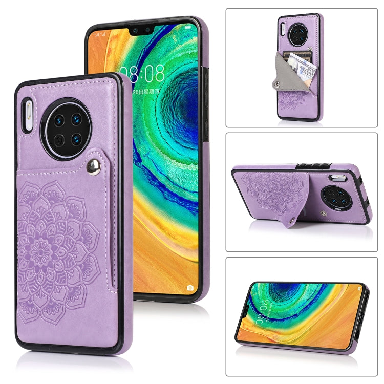For Huawei Mate 30 Embossed Pattern PU + TPU Protective Case with Holder & Wallet & Card Slots