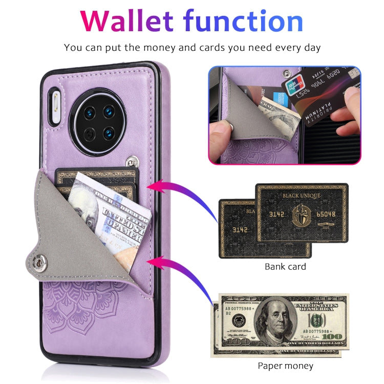 For Huawei Mate 30 Embossed Pattern PU + TPU Protective Case with Holder & Wallet & Card Slots