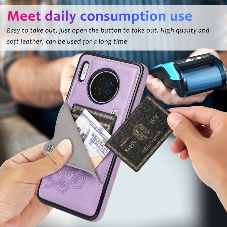 For Huawei Mate 30 Embossed Pattern PU + TPU Protective Case with Holder & Wallet & Card Slots
