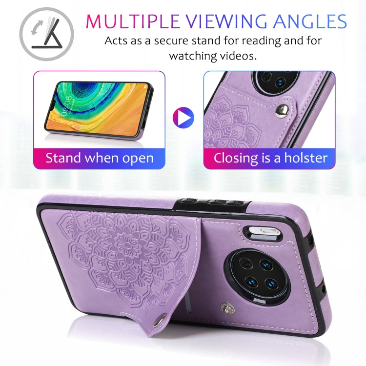 For Huawei Mate 30 Embossed Pattern PU + TPU Protective Case with Holder & Wallet & Card Slots