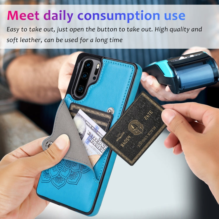 For Huawei P30 Pro Embossed Pattern PU + TPU Protective Case with Holder & Wallet & Card Slots