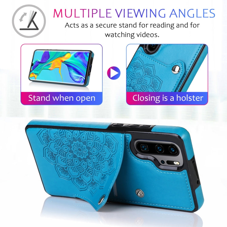 For Huawei P30 Pro Embossed Pattern PU + TPU Protective Case with Holder & Wallet & Card Slots