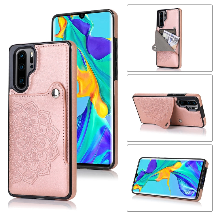 For Huawei P30 Pro Embossed Pattern PU + TPU Protective Case with Holder & Wallet & Card Slots