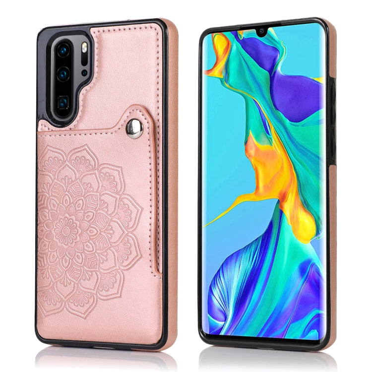 For Huawei P30 Pro Embossed Pattern PU + TPU Protective Case with Holder & Wallet & Card Slots