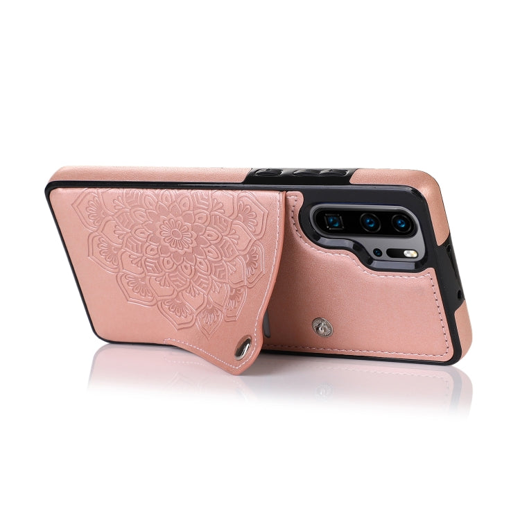 For Huawei P30 Pro Embossed Pattern PU + TPU Protective Case with Holder & Wallet & Card Slots