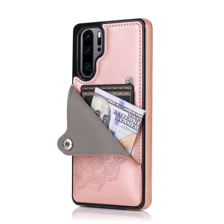 For Huawei P30 Pro Embossed Pattern PU + TPU Protective Case with Holder & Wallet & Card Slots