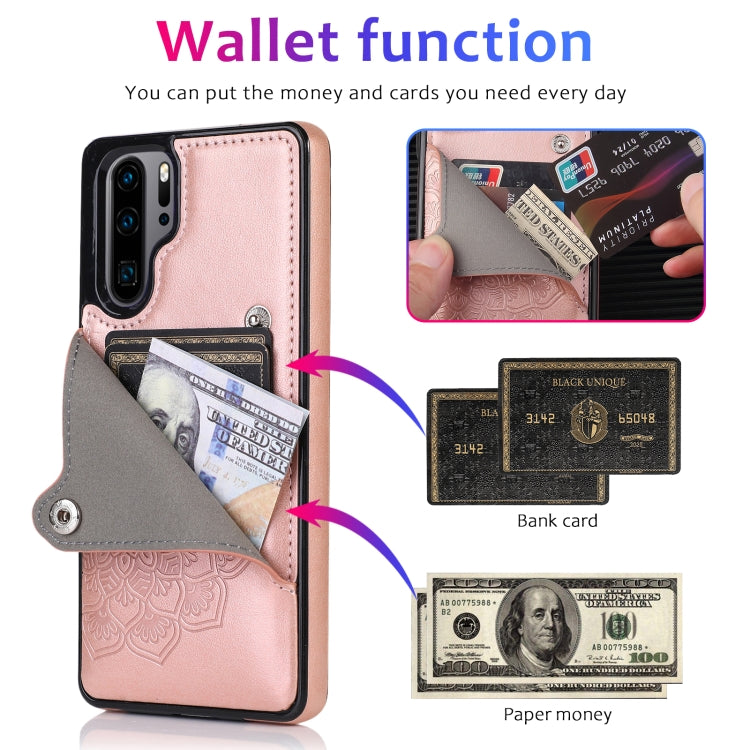For Huawei P30 Pro Embossed Pattern PU + TPU Protective Case with Holder & Wallet & Card Slots
