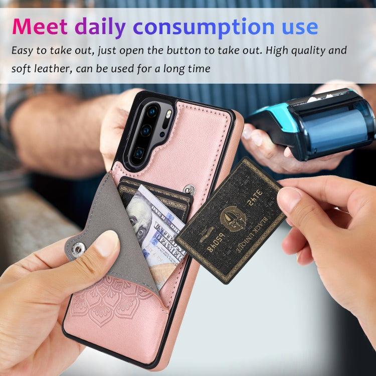 For Huawei P30 Pro Embossed Pattern PU + TPU Protective Case with Holder & Wallet & Card Slots