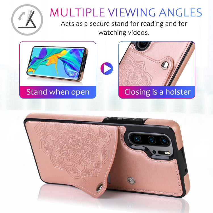 For Huawei P30 Pro Embossed Pattern PU + TPU Protective Case with Holder & Wallet & Card Slots