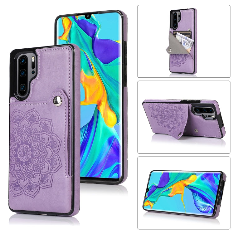 For Huawei P30 Pro Embossed Pattern PU + TPU Protective Case with Holder & Wallet & Card Slots