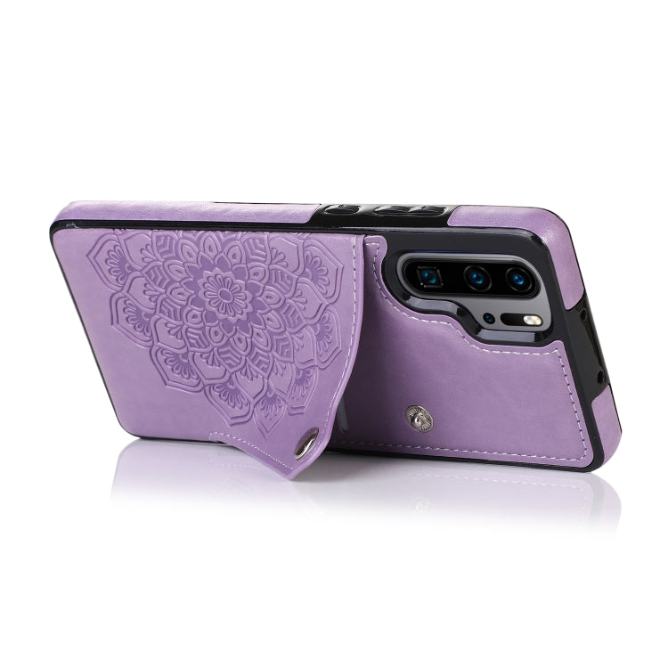 For Huawei P30 Pro Embossed Pattern PU + TPU Protective Case with Holder & Wallet & Card Slots