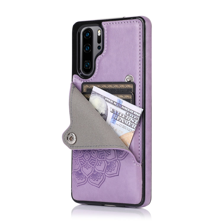 For Huawei P30 Pro Embossed Pattern PU + TPU Protective Case with Holder & Wallet & Card Slots