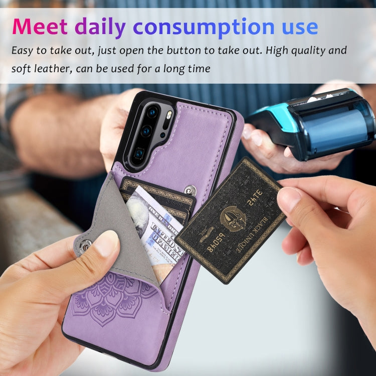 For Huawei P30 Pro Embossed Pattern PU + TPU Protective Case with Holder & Wallet & Card Slots