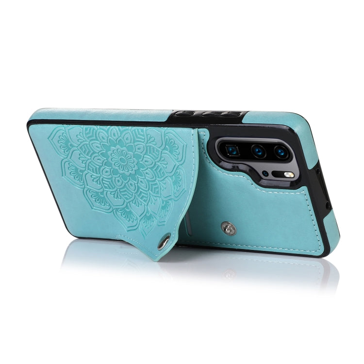 For Huawei P30 Pro Embossed Pattern PU + TPU Protective Case with Holder & Wallet & Card Slots
