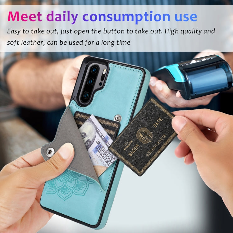 For Huawei P30 Pro Embossed Pattern PU + TPU Protective Case with Holder & Wallet & Card Slots