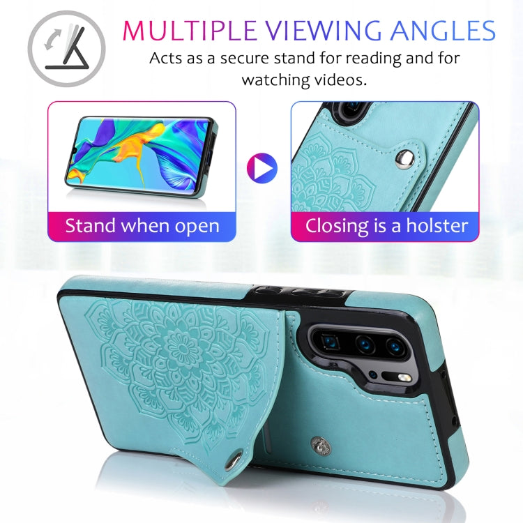 For Huawei P30 Pro Embossed Pattern PU + TPU Protective Case with Holder & Wallet & Card Slots