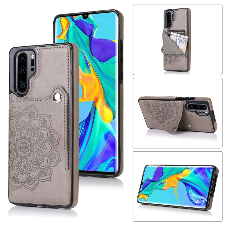 For Huawei P30 Pro Embossed Pattern PU + TPU Protective Case with Holder & Wallet & Card Slots