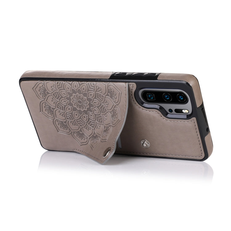 For Huawei P30 Pro Embossed Pattern PU + TPU Protective Case with Holder & Wallet & Card Slots
