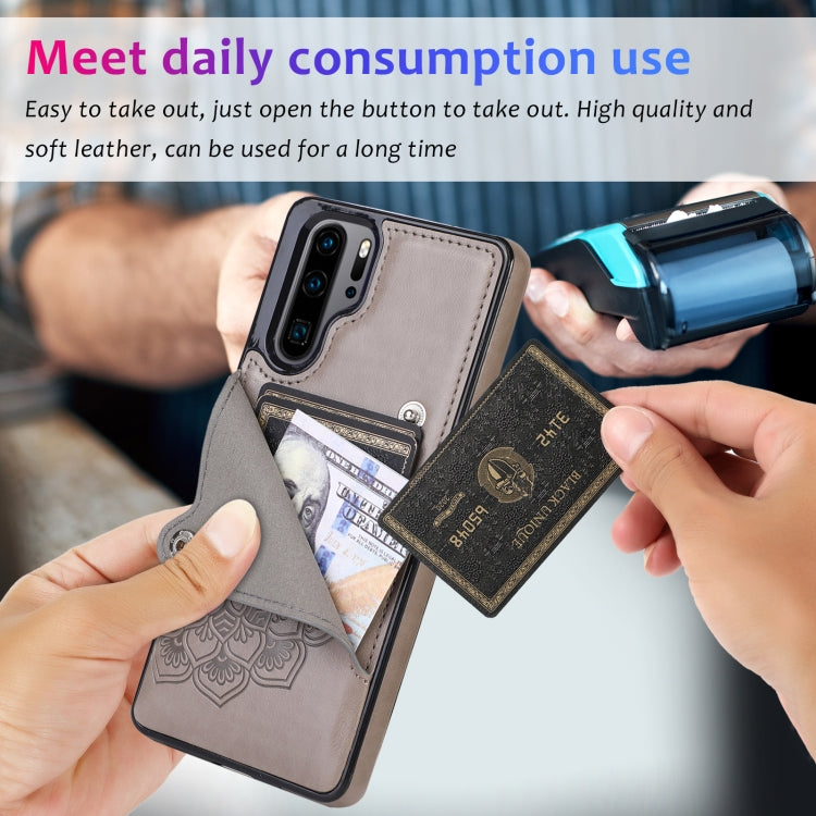 For Huawei P30 Pro Embossed Pattern PU + TPU Protective Case with Holder & Wallet & Card Slots