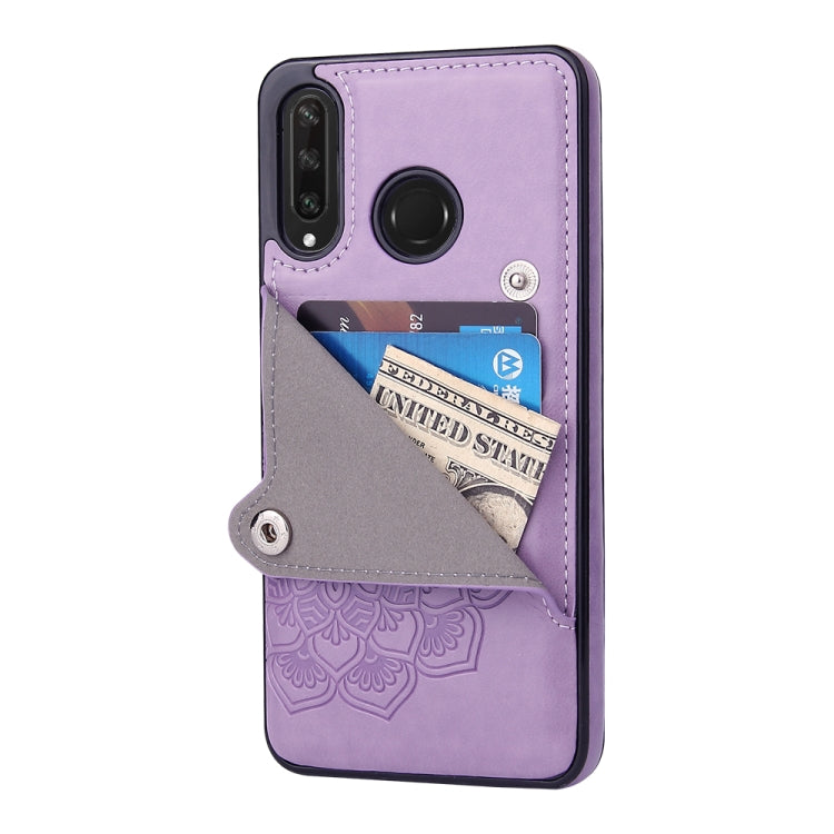 For Huawei P30 Lite Embossed Pattern PU + TPU Protective Case with Holder & Wallet & Card Slots