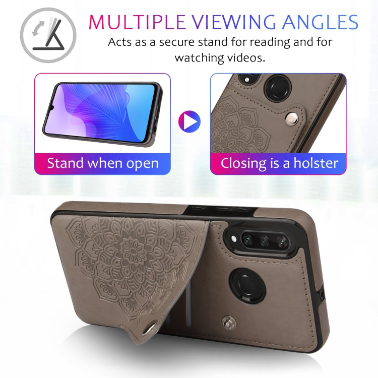 For Huawei P30 Lite Embossed Pattern PU + TPU Protective Case with Holder & Wallet & Card Slots