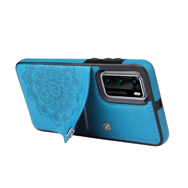 For Huawei P40 Embossed Pattern PU + TPU Protective Case with Holder & Wallet & Card Slots