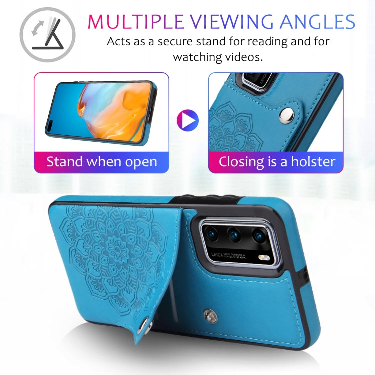 For Huawei P40 Embossed Pattern PU + TPU Protective Case with Holder & Wallet & Card Slots